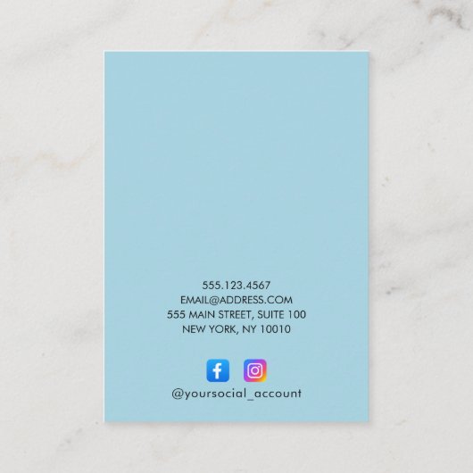 Carte De Visite SIGNATURE EN DOUCE Bleu PLAINE POUR LE LOGO BIJOUX (Dos)