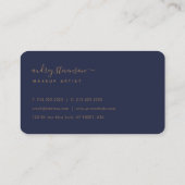 Carte De Visite Signature en or bleu de la marine moderne (Dos)