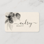 Carte De Visite Signature florale noire et blanche unique (Devant)