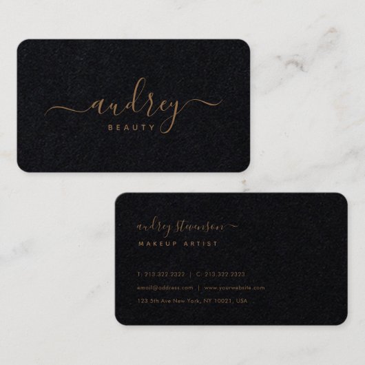 Carte De Visite Signature Gold Signature moderne Premium Noir (Devant / Derrière)