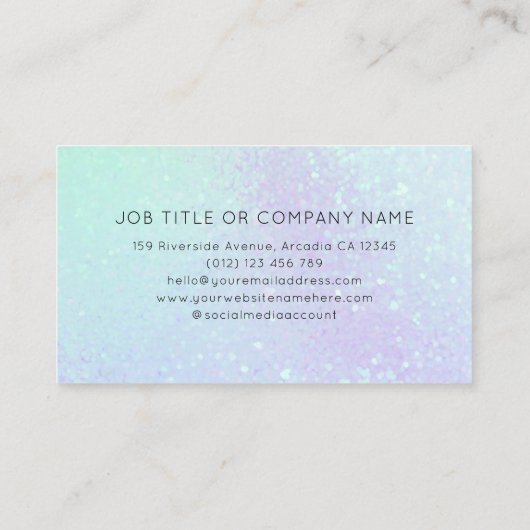 Carte De Visite Signature Holographique Faux Script Glam moderne (Dos)