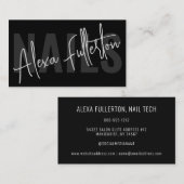 Carte De Visite Signature manicurienne moderne Black Nail Tech (Devant / Derrière)