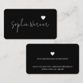 Carte De Visite Signature manuscrite Amour Coeur Noir (Devant / Derrière)
