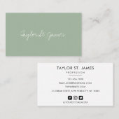 Carte De Visite Signature manuscrite Vintage vert clair (Devant / Derrière)
