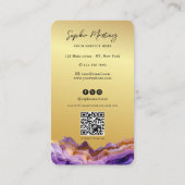 Carte De Visite Signature Marbre Agate Violette et Logo QR Code en (Dos)