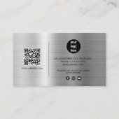 Carte De Visite Signature métallique Script QR Code Médias sociaux (Dos)