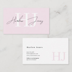 Carte De Visite Signature minimaliste Monogramme rose pâle