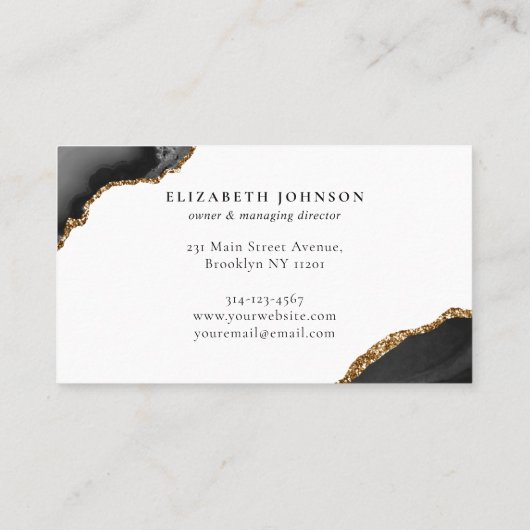 Carte De Visite Signature moderne Black Gold Parties scintillant A (Dos)