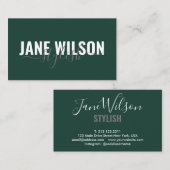 Carte De Visite Signature moderne Emerald Green Chic (Devant / Derrière)