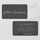 Carte De Visite Signature moderne professionnelle gris et blanc (Devant / Derrière)