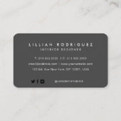Carte De Visite Signature moderne professionnelle gris et blanc (Dos)