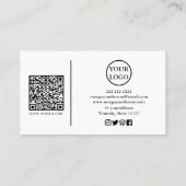 Carte De Visite Signature moderne Script QR Code social (Dos)