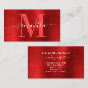 Carte De Visite Signature Monogram Red Shimmer Foil