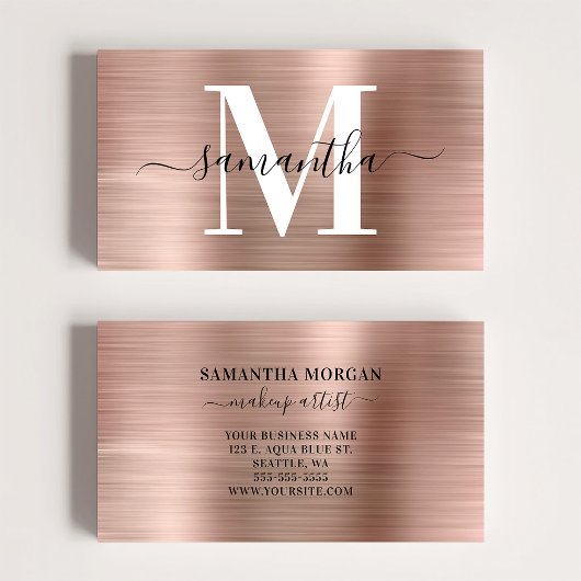 Carte De Visite Signature Monogram Rose Gold Shimmer