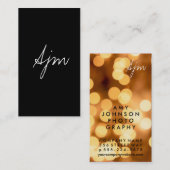 Carte De Visite Signature Monogramme 2 / Bokeh (or) (Devant / Derrière)