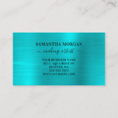 Carte De Visite Signature Monogramme Turquoise Blue Shimmer (Dos)