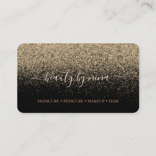 Carte De Visite Signature Parties scintillant en or noir chic (Devant)