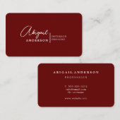 Carte De Visite Signature professionnelle moderne de luxe bordeaux (Devant / Derrière)