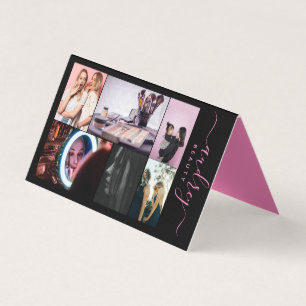 Carte De Visite Signature professionnelle noire et rose 6 Photos