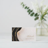 Carte De Visite Signature Script Agate Noir Et Or (Debout devant)