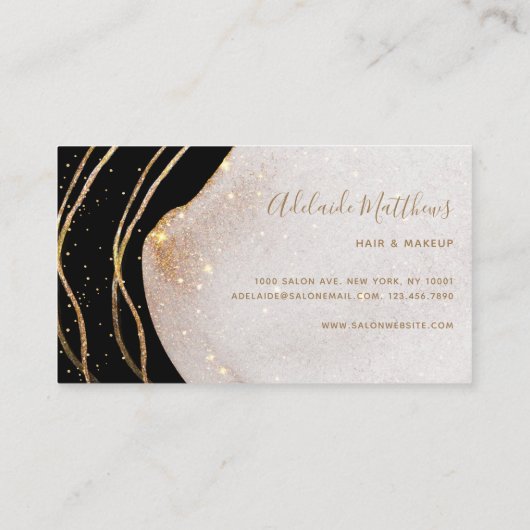 Carte De Visite Signature Script Agate Noir Et Or (Dos)