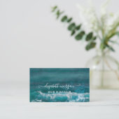 Carte De Visite Signature Script Aqua Green Blue Modern Beach Busi (Debout devant)