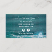 Carte De Visite Signature Script Aqua Green Blue Modern Beach Busi (Dos)