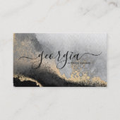 Carte De Visite Signature Script Aquarelle Noir Gris Or Marbre (Devant)