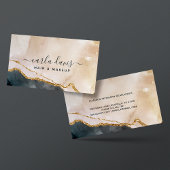 Carte De Visite Signature Script Aquarelle rose Noir Marque Or