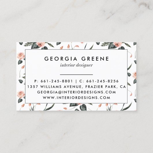 Carte De Visite Signature Script Aquarelle Vert tropical (Dos)