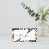 Carte De Visite Signature Script Aquarelle Vert tropical (Debout devant)