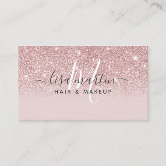 Carte De Visite Signature Script Blush Parties scintillant rose mo (Devant)