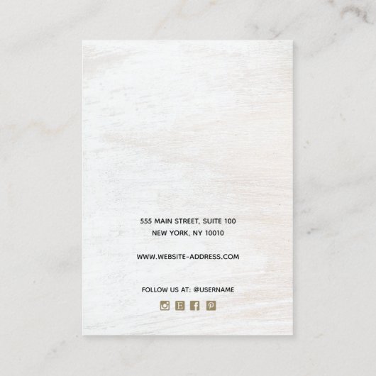 Carte De Visite Signature Script Collier en bois blanc (Dos)