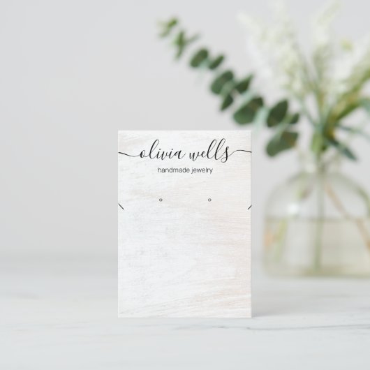 Carte De Visite Signature Script Collier en bois blanc (Debout devant)