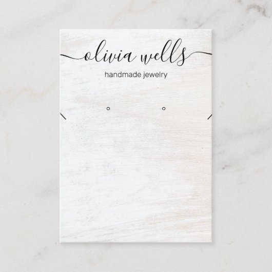 Carte De Visite Signature Script Collier en bois blanc (Devant)