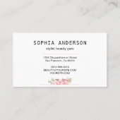Carte De Visite Signature Script & Elegant Aquarelle Rose floral (Dos)