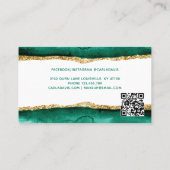 Carte De Visite Signature Script Emerald Green Aquarelle or QR (Dos)