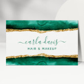 Carte De Visite Signature Script Emerald Vert Et Or Aquarelle