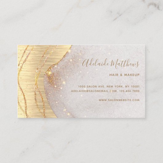 Carte De Visite Signature Script Gold Parties scintillant Agate Él (Dos)