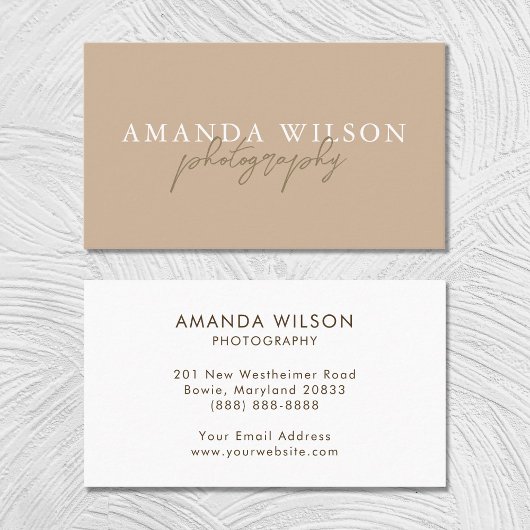 Carte De Visite Signature Script manuscrit Boho Beige Brown