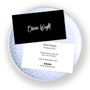 Carte De Visite Signature Script,  Modern Black Professional  