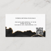 Carte De Visite Signature Script noir et or Agate Marbre QR (Dos)