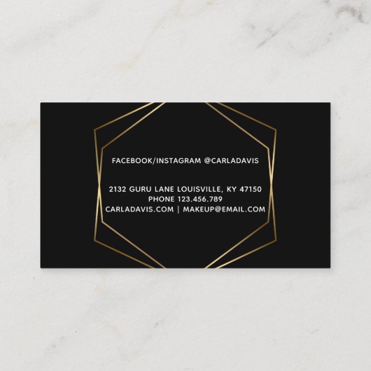 Carte De Visite Signature Script noir et or Géométrique (Dos)
