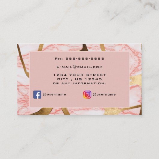 Carte De Visite Signature Script Parties scintillant en verre rose (Dos)