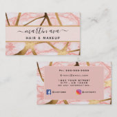 Carte De Visite Signature Script Parties scintillant en verre rose (Devant / Derrière)