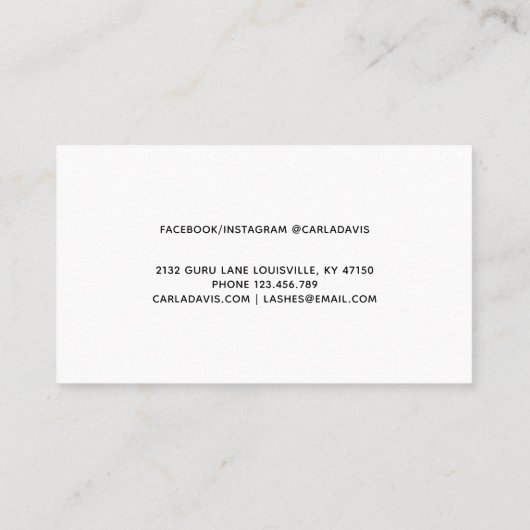 Carte De Visite Signature Script Parties scintillant noire Eyelash (Dos)