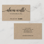 Carte De Visite Signature Script Social Media Networking Kraft (Devant / Derrière)