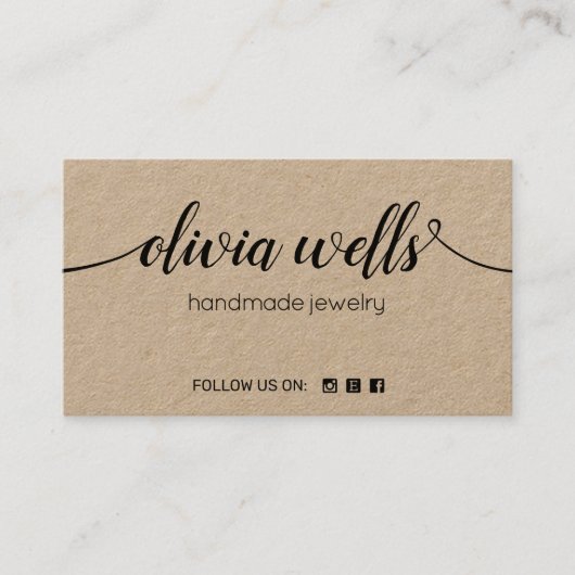 Carte De Visite Signature Script Social Media Networking Kraft (Devant)