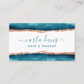Carte De Visite Signature Script Turquoise Et Aquarelle Or (Devant)