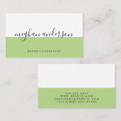 Carte De Visite Signature verte du bloc couleur deux tons (Devant / Derrière)